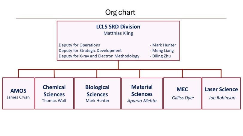 LCLS Science, Research, and Development Division organizational chart